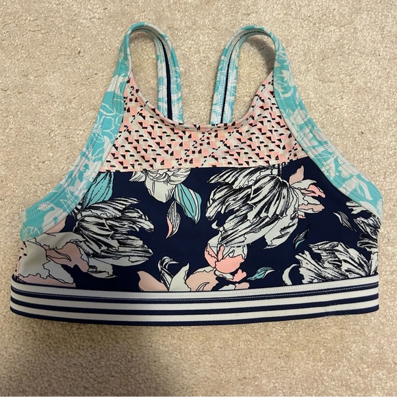 Athleta Swim Athleta Girl Navy Blue Tropical Floral Island Time